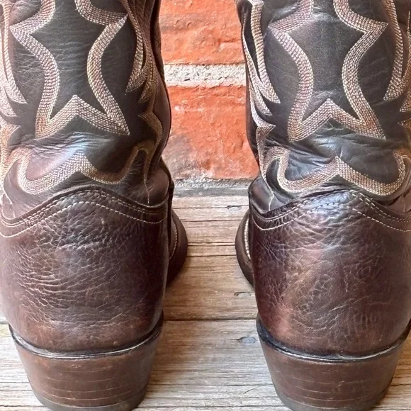 Nocona Men's Brown Bullhide Leather Western Cowboy Boots Sz 8.5EE Wide - Picture 6 of 9